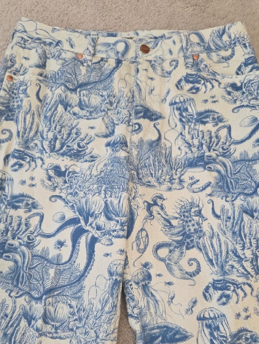 Wrangler Blue and White Nautical Print 622 Flared Pants - Picture 7 of 16